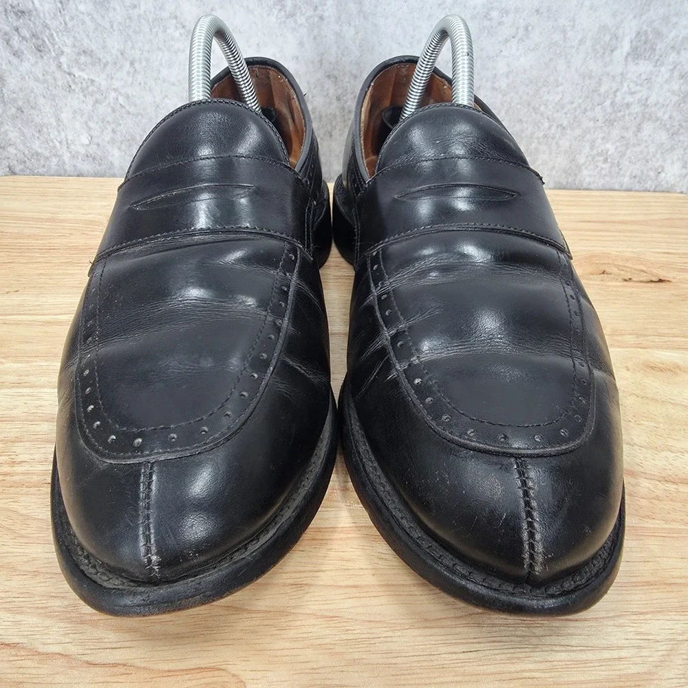 Allen Edmonds Loafers Mens 8.5 Glenfield Black Leather‎ Slip On Dress Shoes